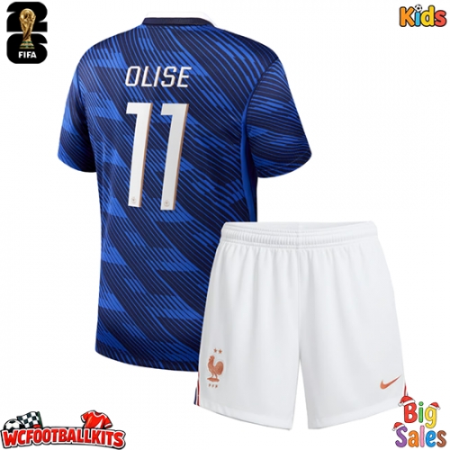 France Michael Olise #11 Replica Home Stadium Kit for Kids World Cup 2026 Short Sleeve (+ pants)